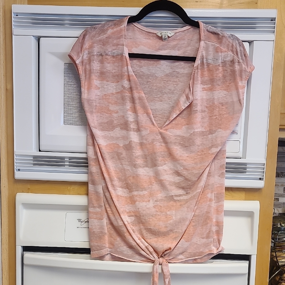 Lucky Brand Pink Tie Front Relaxed Blouse
